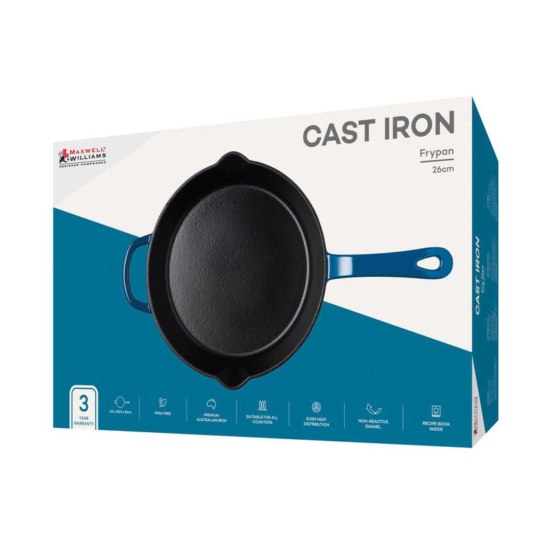Maxwell & Williams Cast Iron Frypan Midnight Blue 26cm Gift Boxed image number 2